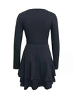 V-Neck Layered Ruffle Mini Dress