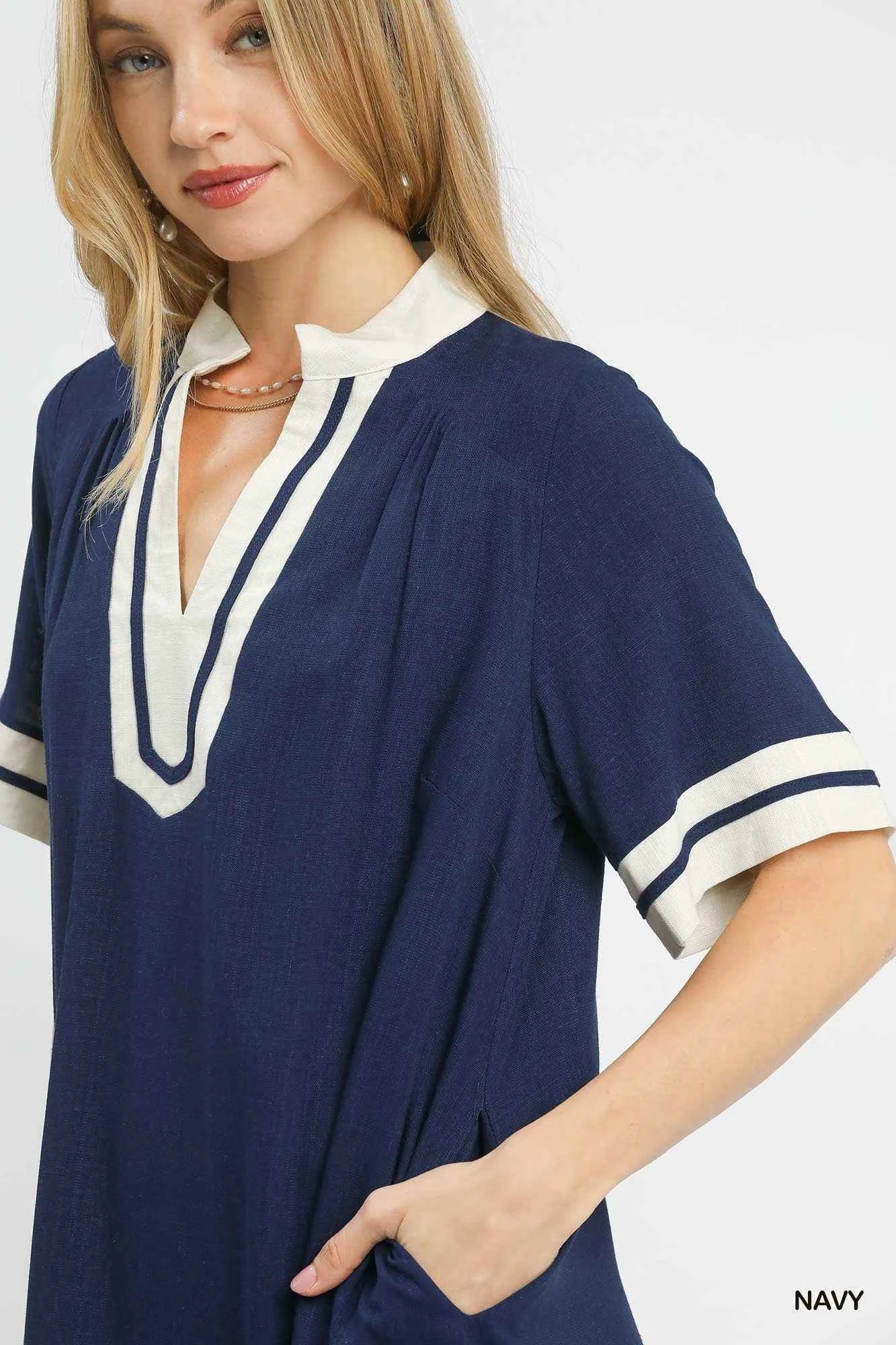 Umgee Linen Rayon Mini Dress