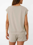 Round Neck Cap Sleeve Top and Shorts Set