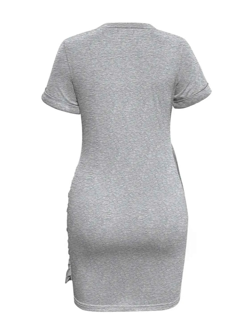 Round Neck Short Sleeve Mini Tee Dress