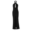 Sexy Deep V-Neck Sleeveless Halter Backless Slit Dress Women