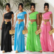 Shoulder and crop top half skirt set