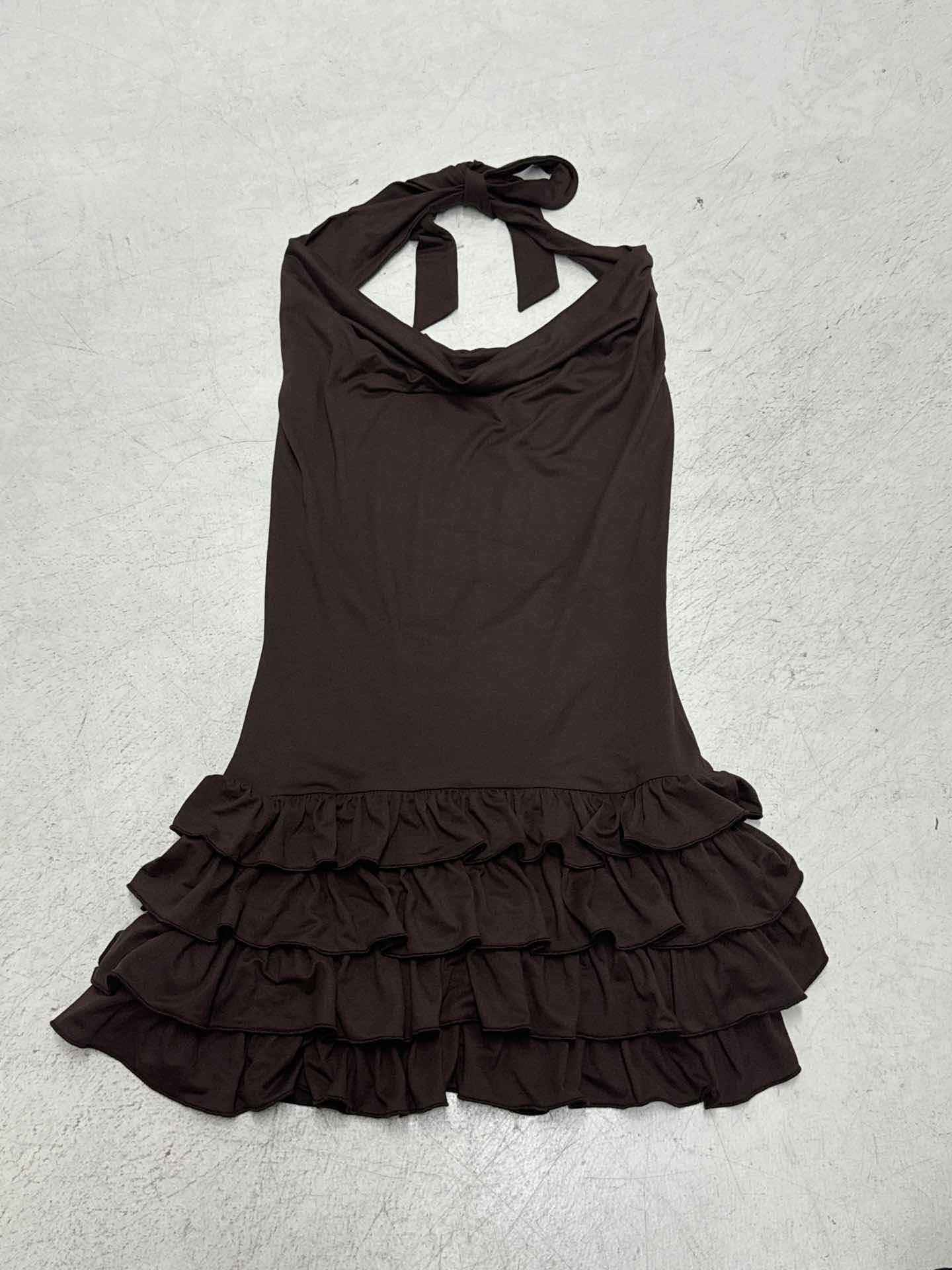 Spicy Girl Sexy Halter Swing Low Waist Cake Skirt Personalized Women's Dress Backless Sleeveless Dress
