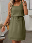 Waffle-Knit Drawstring Mini Tank Dress