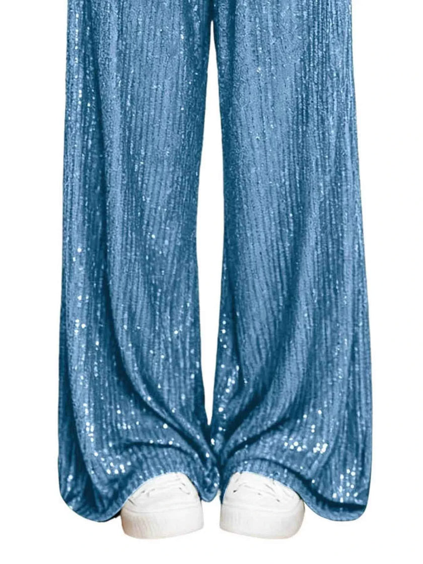 Sequin Wide-Leg Pants