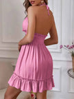 Smocked Halter Neck Mini Dress