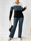 Color Block Half Zip Hooded Top and Pants Set