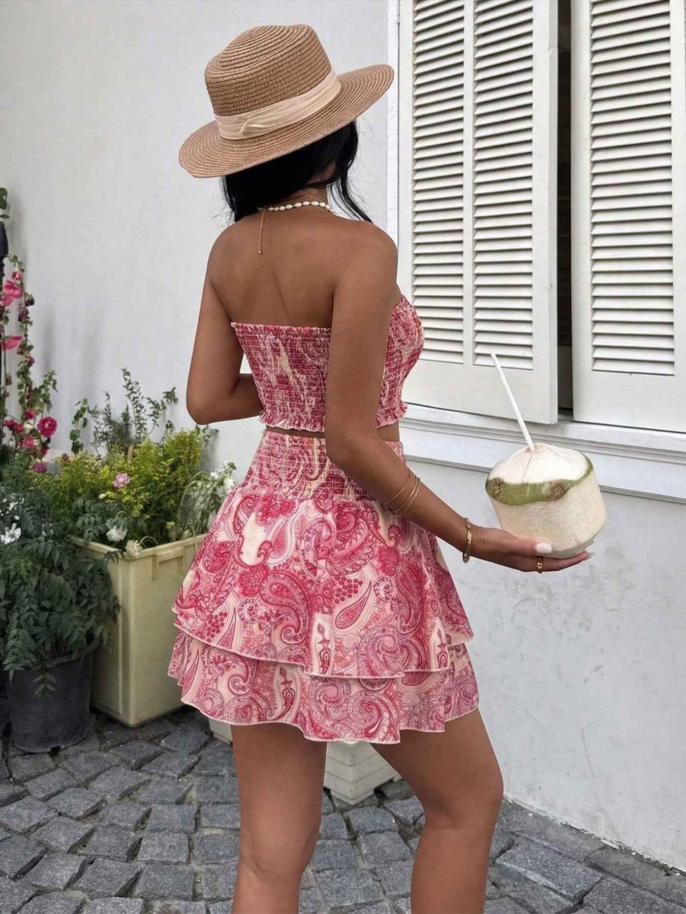 Tube Top and Ruffle Mini Skirt Set