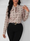 Polka Dot Tie Neck Blouse