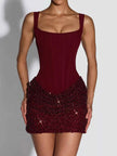 Sequin Wide Strap Mini Dress