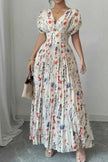Floral Print Pleated Maxi Dress