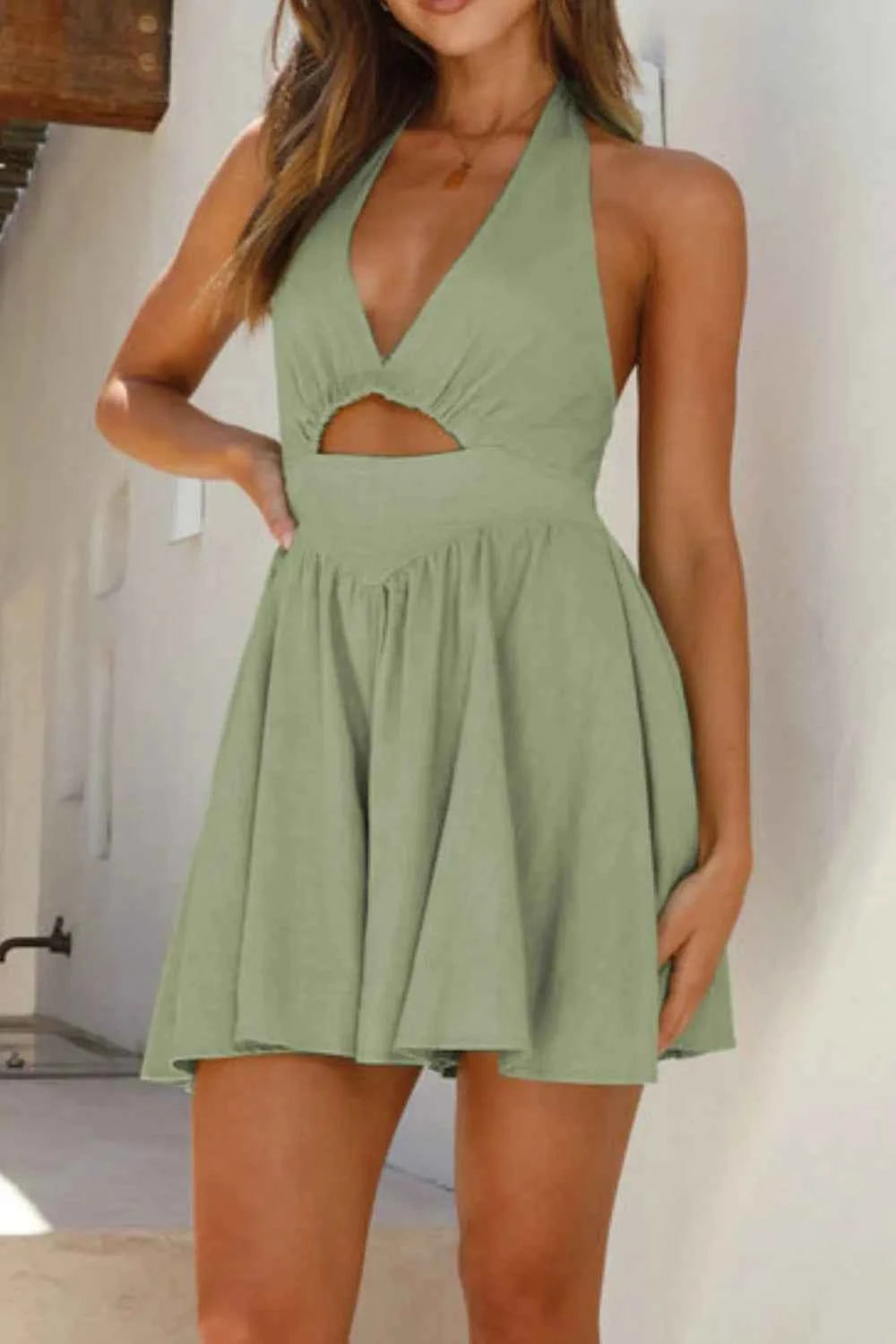 Cutout Halter Neck Mini Dress
