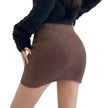 Ins Booss Mini Dress Knitted Thickened A- line Skirt Elastic Waist Sweet Soft Skirt Versatile Style For Various Occasions