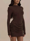 Mock Neck Ruched Bodycon Mini Dress