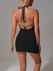 Halter Neck Crochet Knit Cover Up Dress