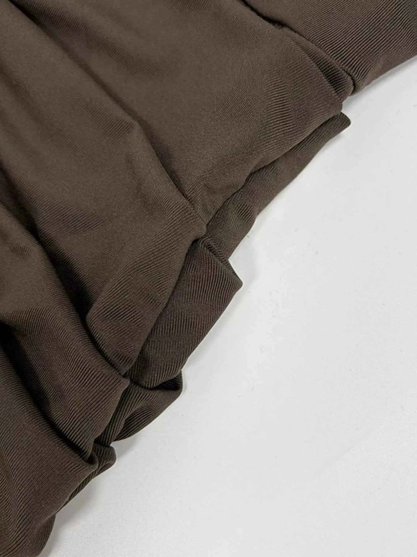 Mock Neck Ruched Bodycon Mini Dress