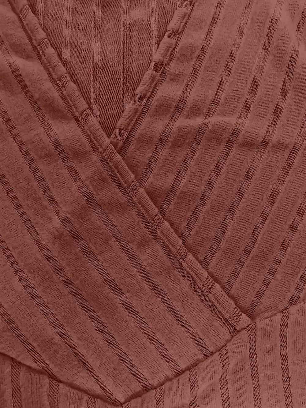 Ribbed Surplice Long Sleeve T-Shirt