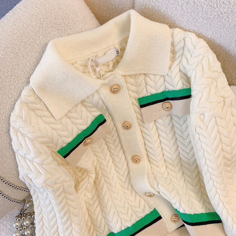 Knitted Two-Piece Set with Wide-Leg Pants