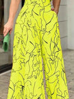 Halter Neck Abstract Print Wide Leg Jumpsuit