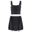 Braided Trimmed Crop Top with Mini Skirt Set