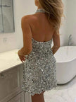 Devine Sequin Halter Neck Mini Dress