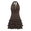 Spicy Girl Sexy Halter Swing Low Waist Cake Skirt Personalized Women's Dress Backless Sleeveless Dress
