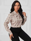 Polka Dot Tie Neck Blouse