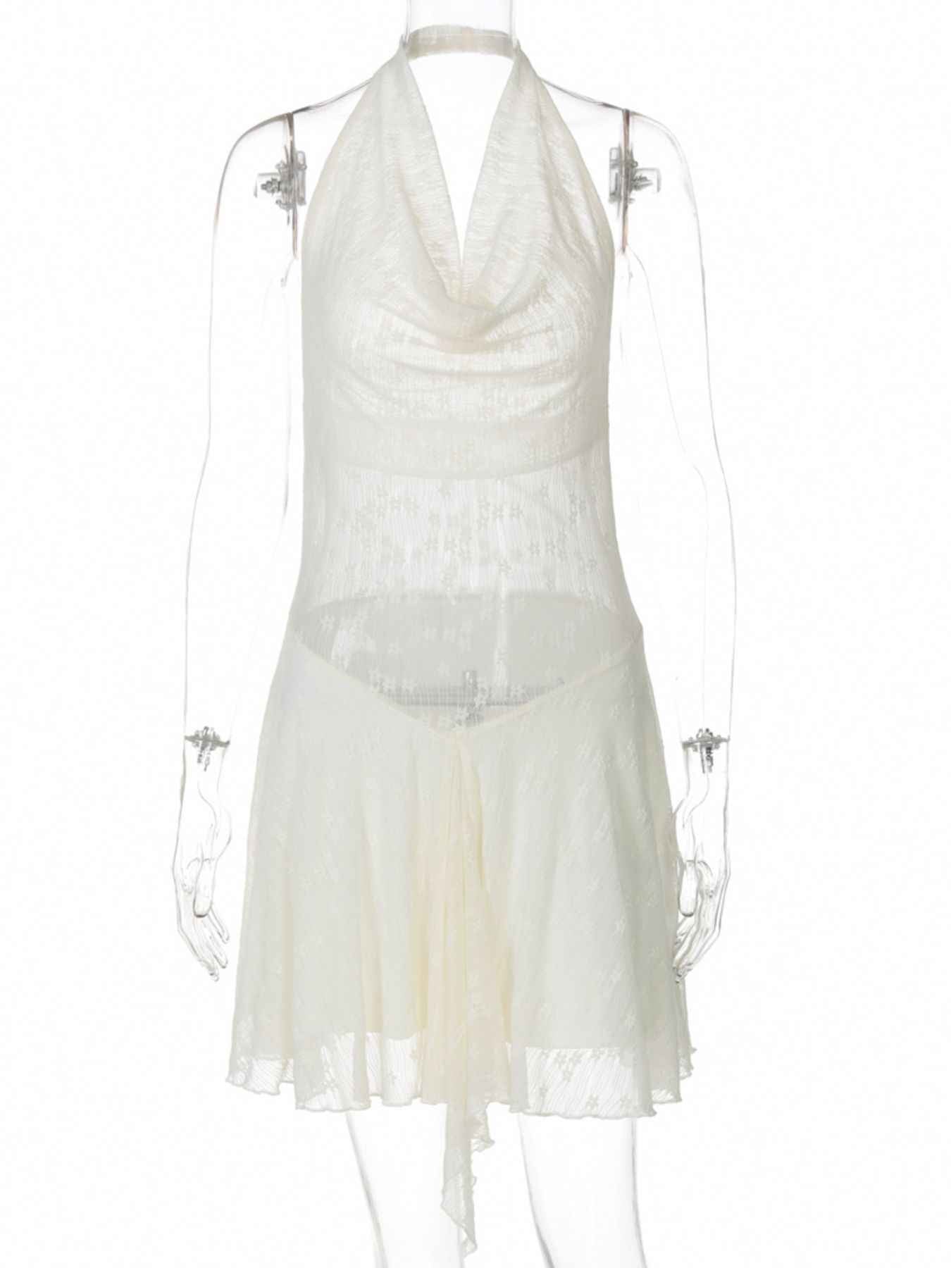 Halter Neck Asymmetrical Hem Mini Dress