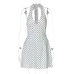 Women's Sexy V-Neck Printed Halter Backless Dress