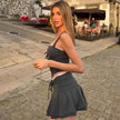 Braided Trimmed Crop Top with Mini Skirt Set