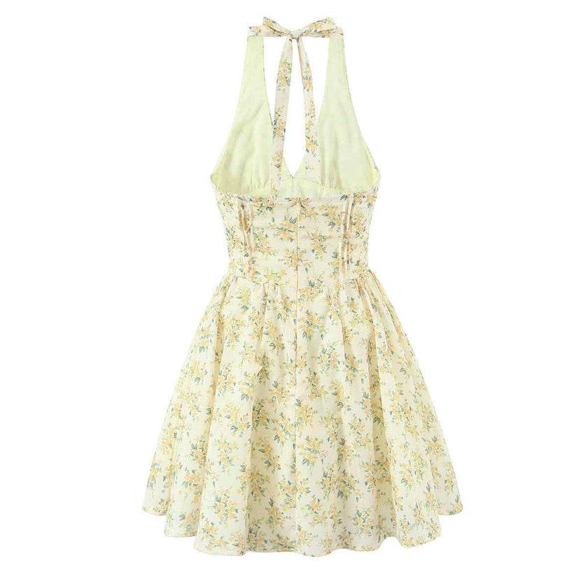 Deep V-neck halter strap dress