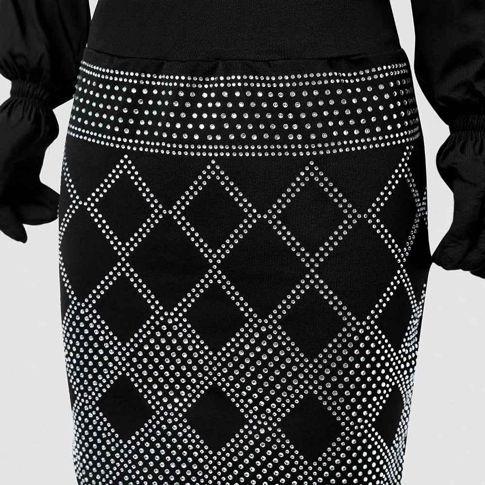 Solid Color Top + Embellished Skirt Set