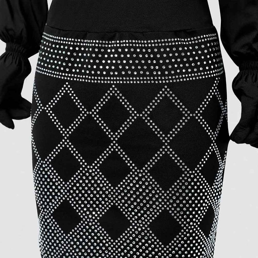 Solid Color Top + Embellished Skirt Set
