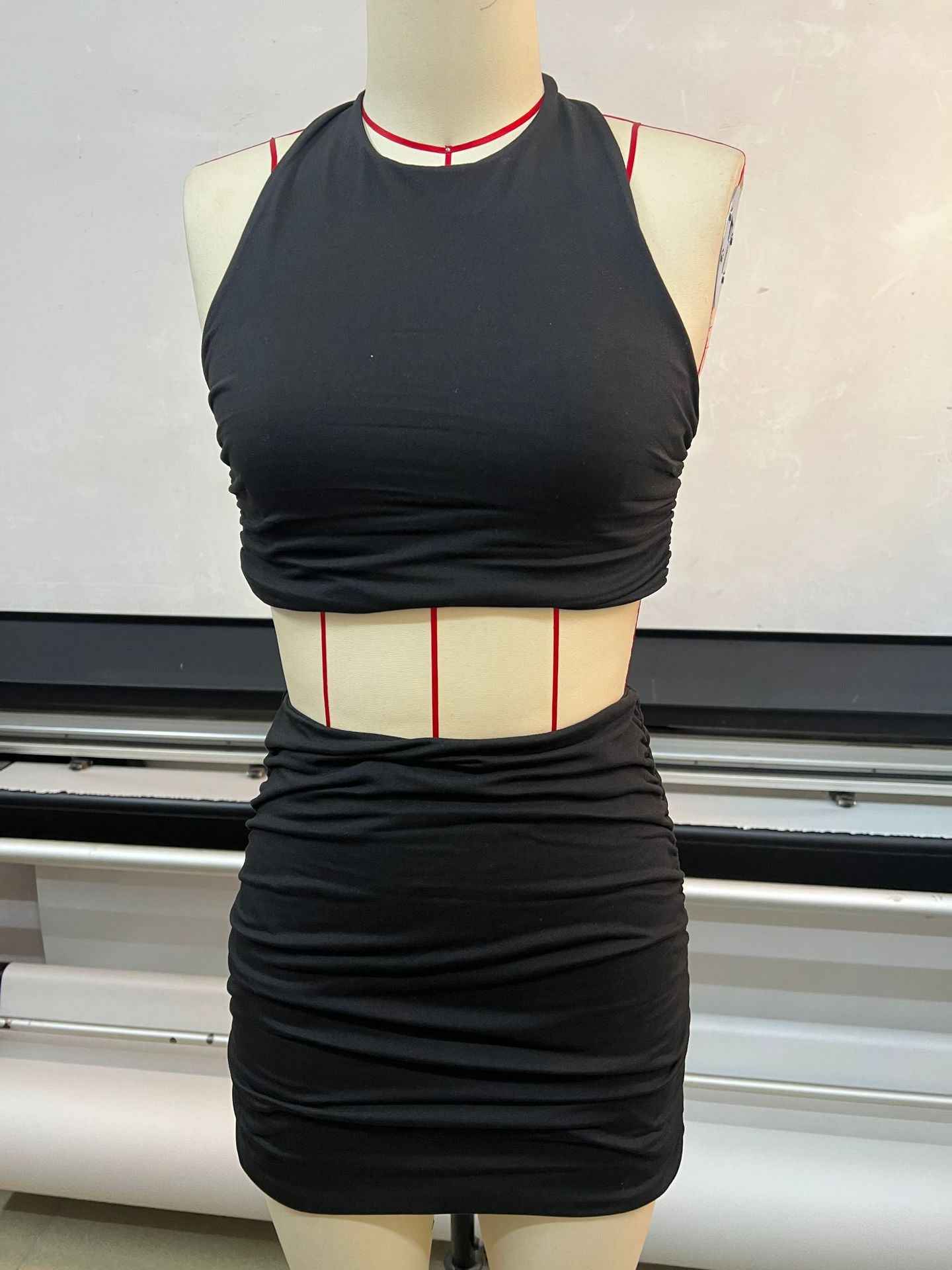 Crop Top Set with Halter Neckline Women's Vest Set
