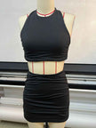 Crop Top Set with Halter Neckline Women's Vest Set