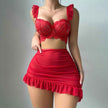 Style Lingerie Set - Lace Transparent Bra, Mini Skirt, and Thong Three-Piece Passionate Uniform