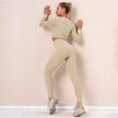 Seamless Fitness Long Sleeve Crop Top High Waist Leggings Sports Suits Women Female Yoga Set Workout Sportswear Gym Clothes Skim