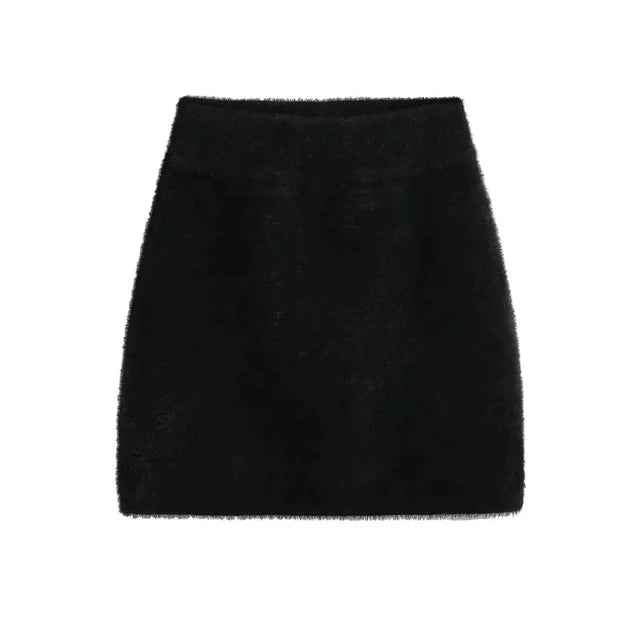 Ins Booss Mini Dress Knitted Thickened A- line Skirt Elastic Waist Sweet Soft Skirt Versatile Style For Various Occasions