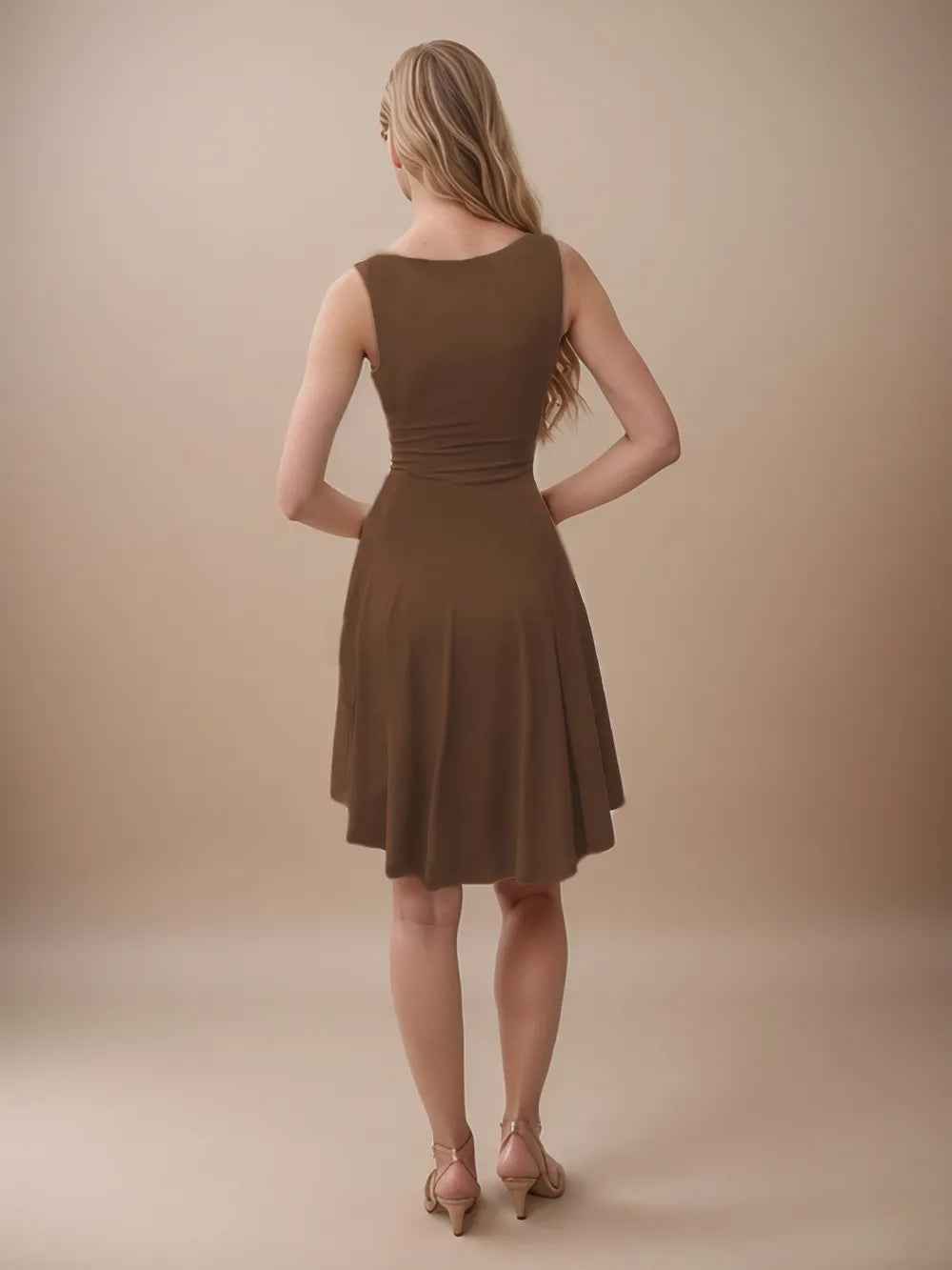 High-Low Round Neck Sleeveless Mini Dress