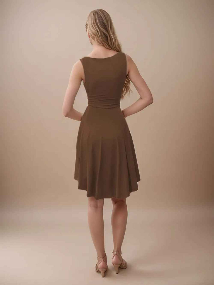 High-Low Round Neck Sleeveless Mini Dress