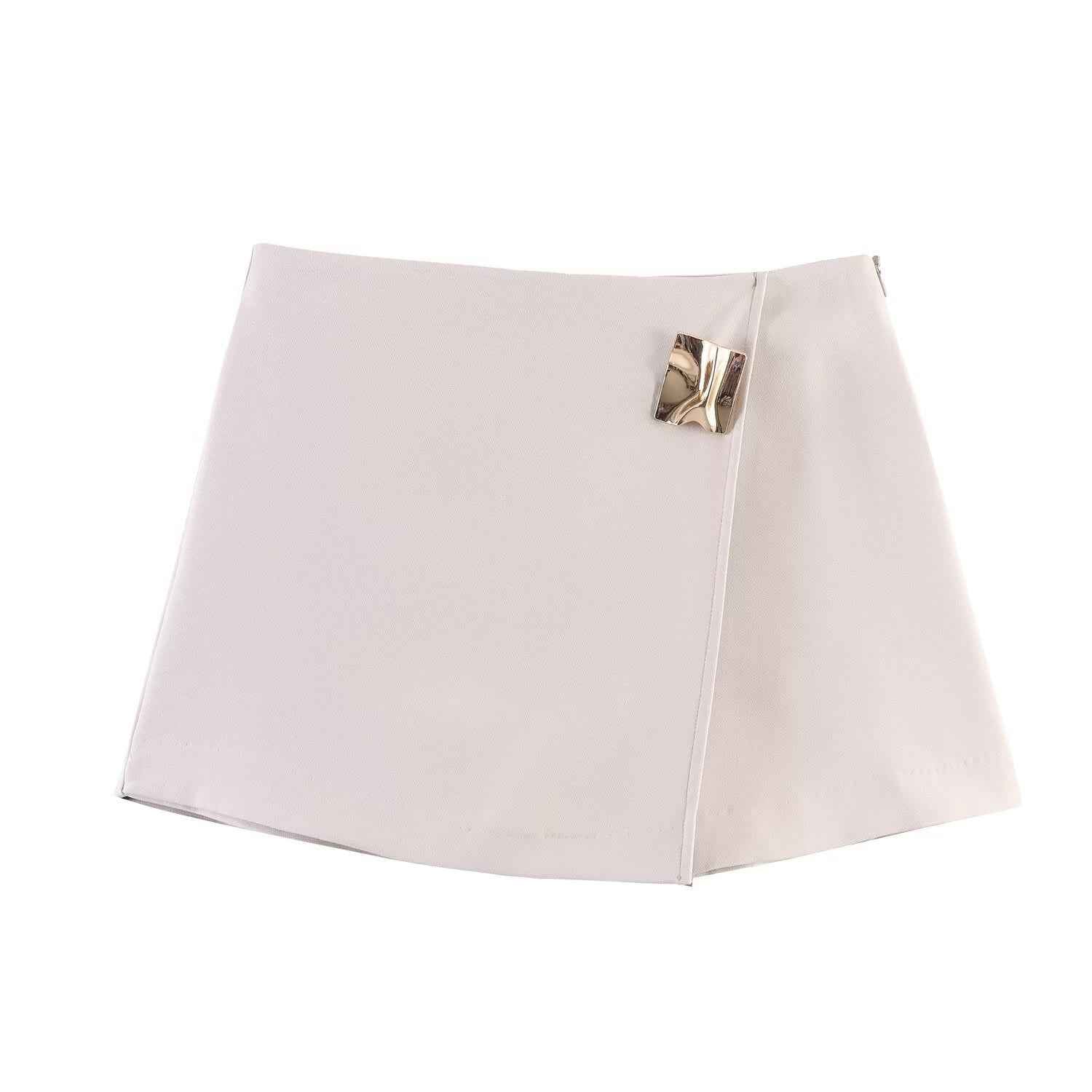 Square Buckle Patchwork Skirt Pants Mini Dress