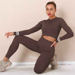 Seamless Fitness Long Sleeve Crop Top High Waist Leggings Sports Suits Women Female Yoga Set Workout Sportswear Gym Clothes Skim