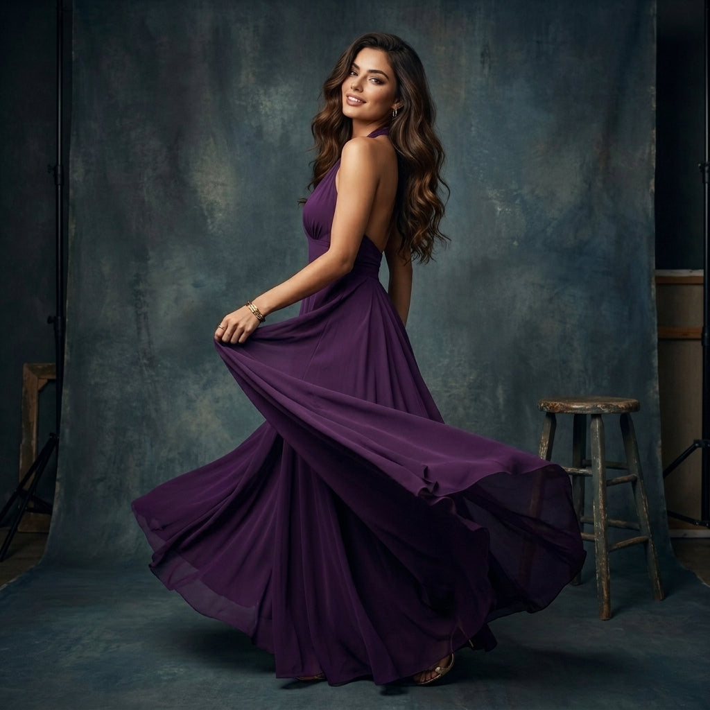 V-Neck Halter Maxi Dress
