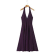Long-Sleeved V-Neck Halter Dress