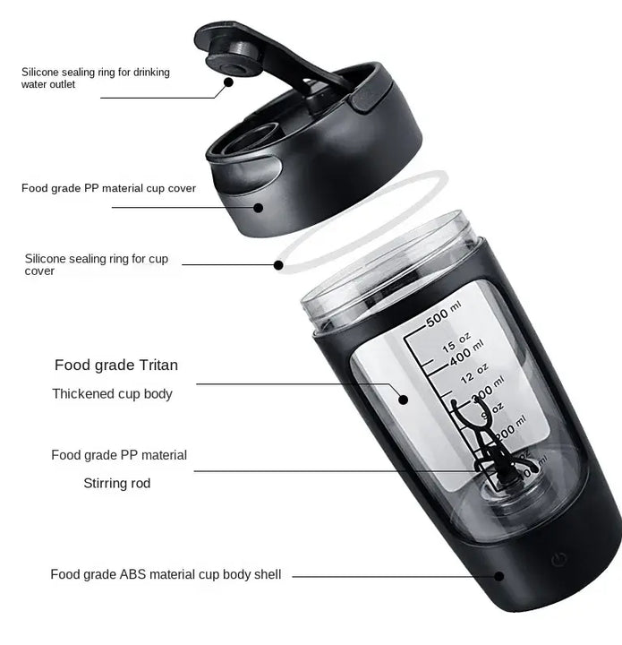 Electric Portable Whey Protein Shaker Bottle