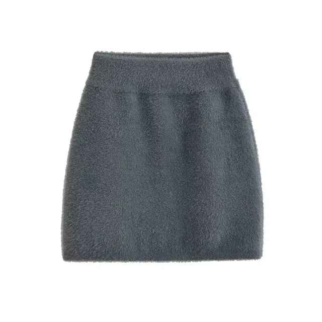 Ins Booss Mini Dress Knitted Thickened A- line Skirt Elastic Waist Sweet Soft Skirt Versatile Style For Various Occasions