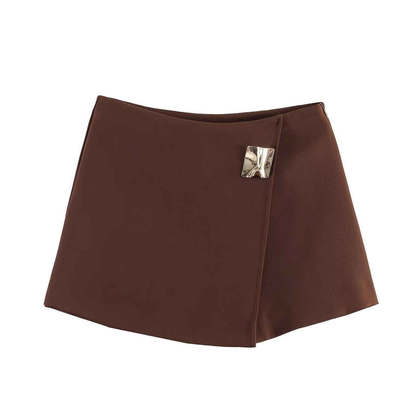Square Buckle Patchwork Skirt Pants Mini Dress