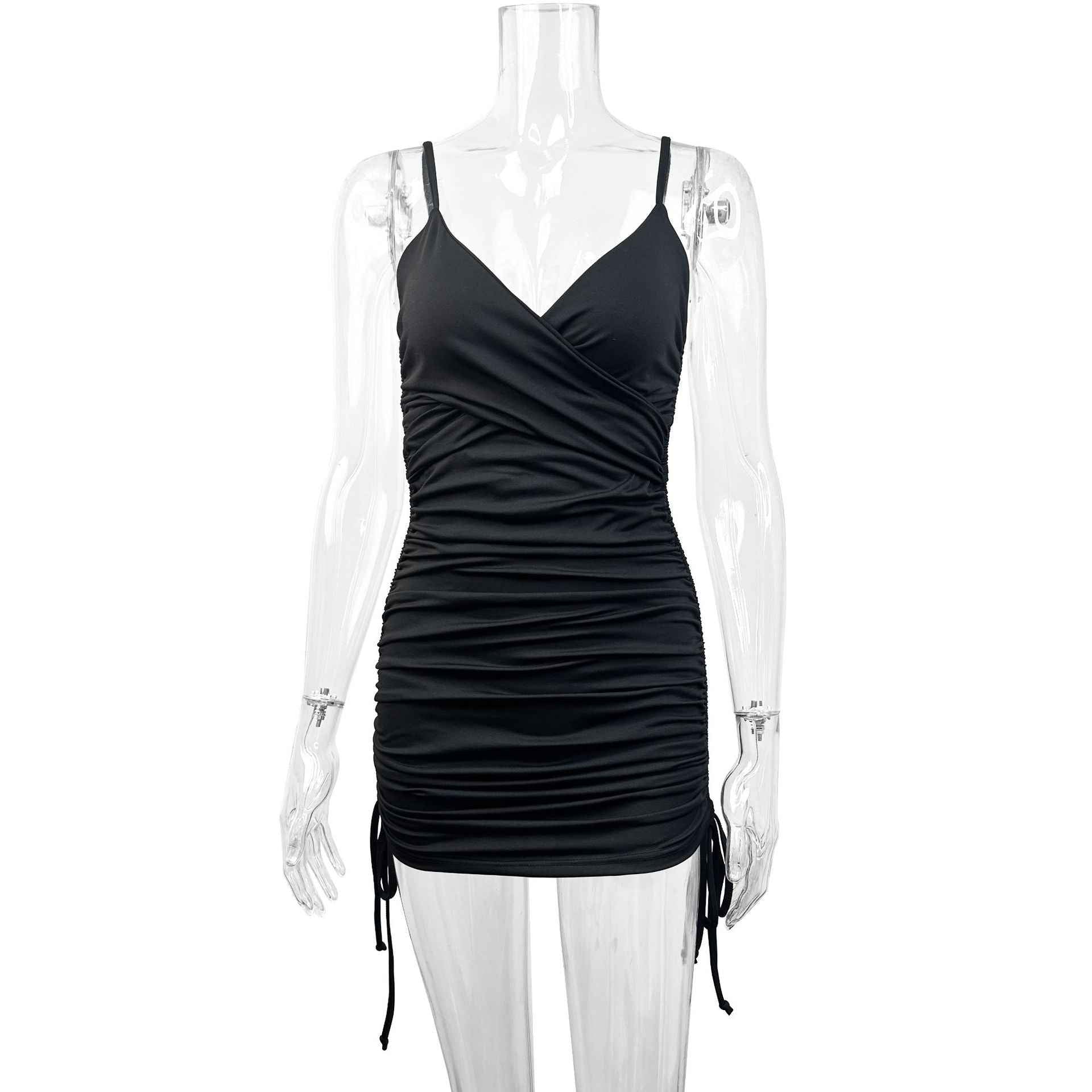 Lace-Up Pleated Mini Dress for Women