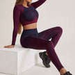 New Spring Color Matching Seamless Fitness Suit Women's Long-Sleeved Tight Fitting High Waist Running Yoga Suit