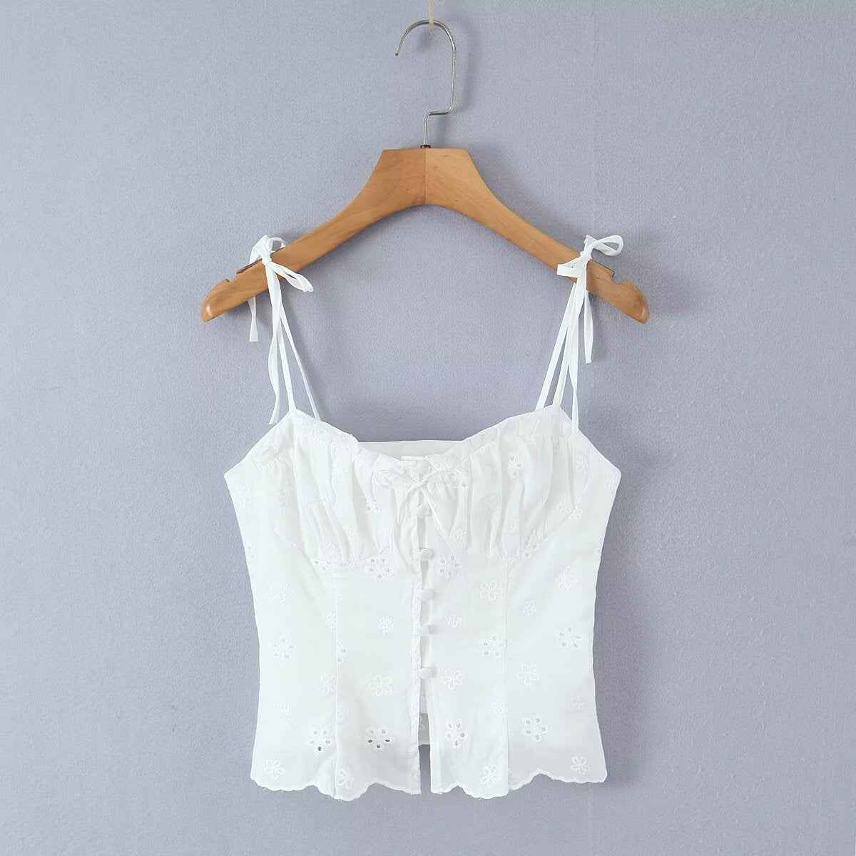Sexy camisole top embroidered floral skirt set